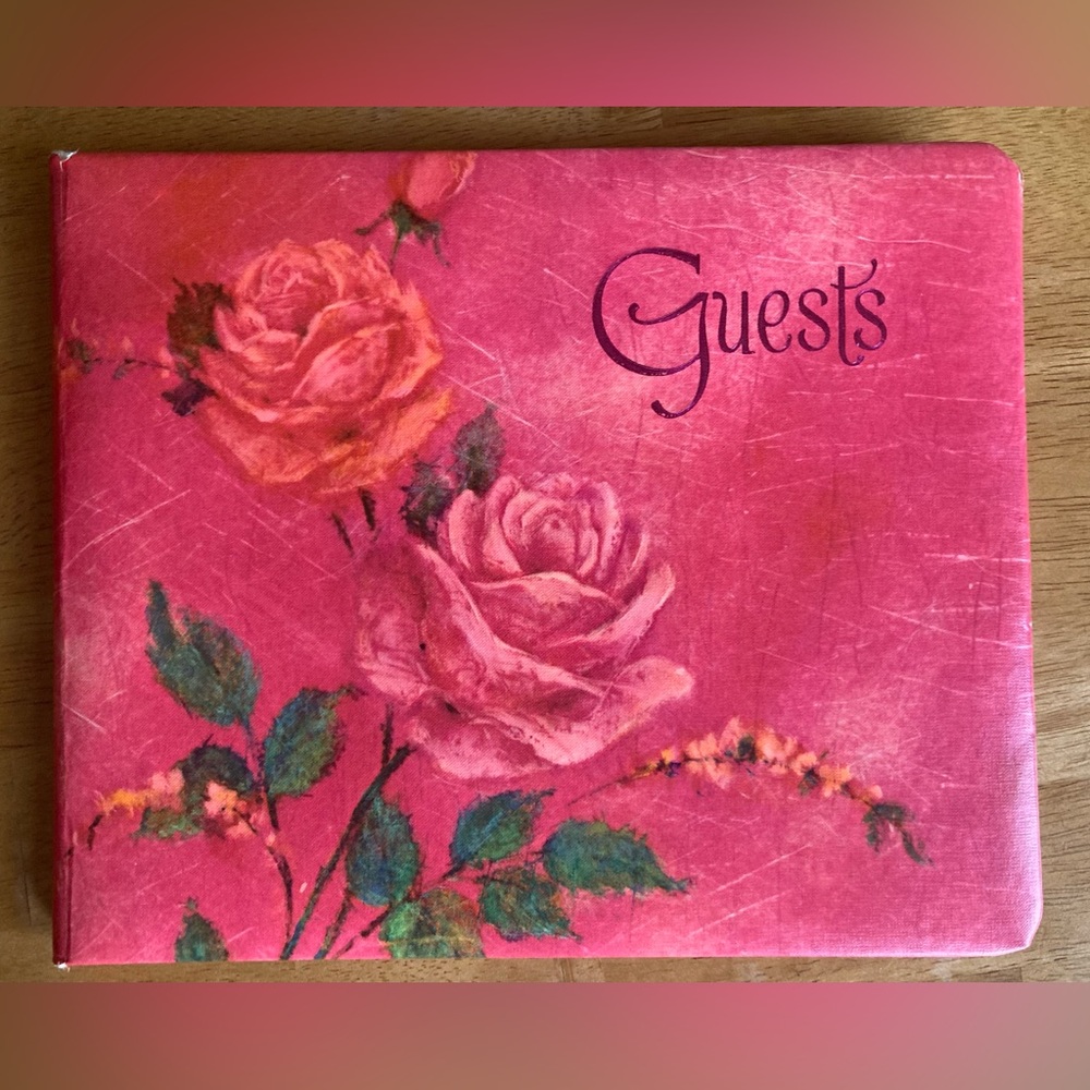 Bright pink Hallmark brand guest book 1970’s never used